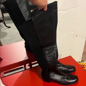 Stuart Weitzman Black Over the Knee-High Leather Boots